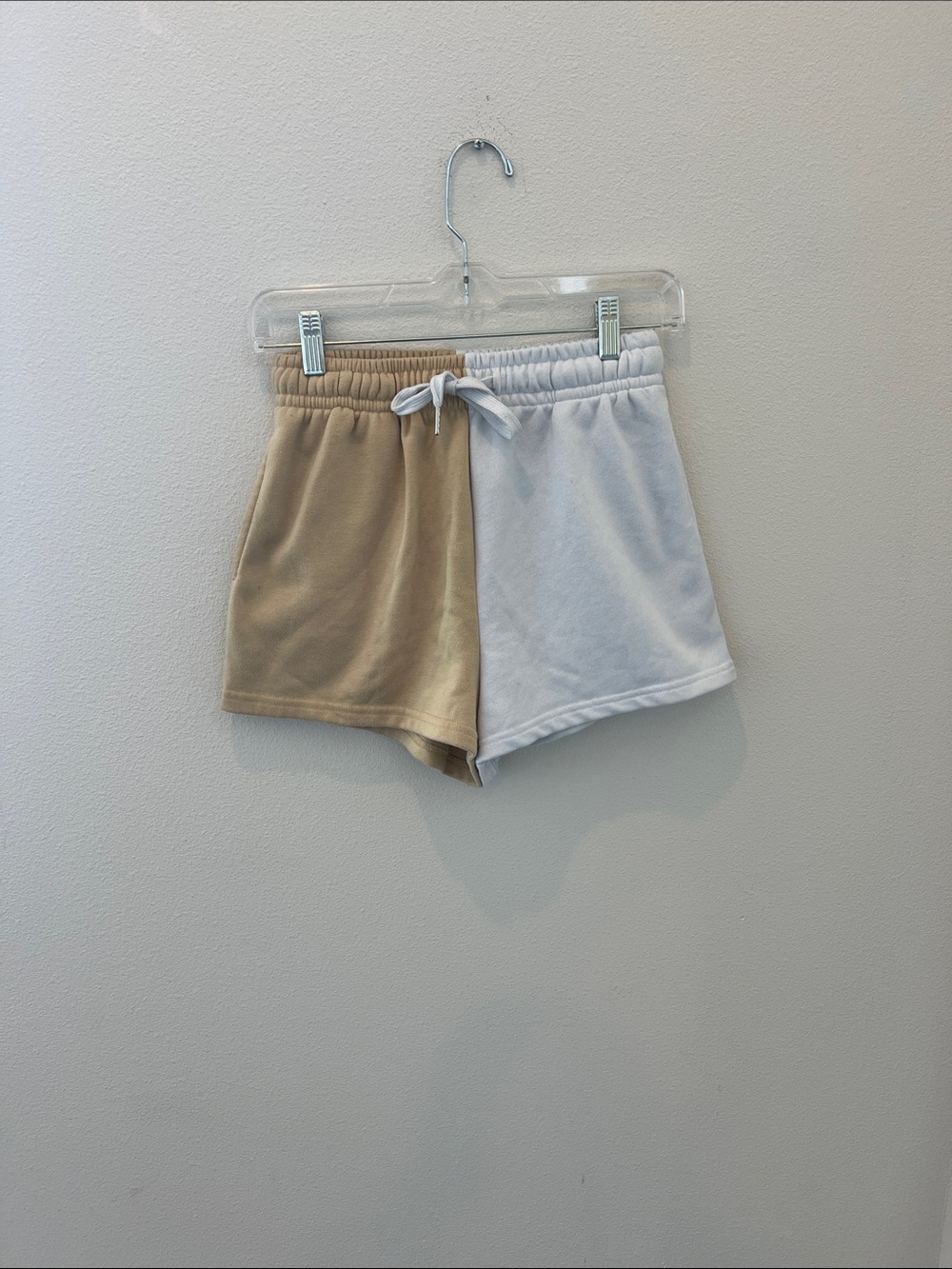 superdown Beige and White Two-Tone Athletic Shorts